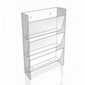 Clear Wall Mount Three Tier Magazine / Newspaper Rack